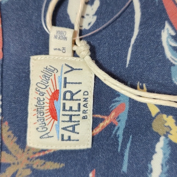 317. Faherty Rayon Camp Shirt | Color: Navy Sea To Ski - Picture 7 of 9